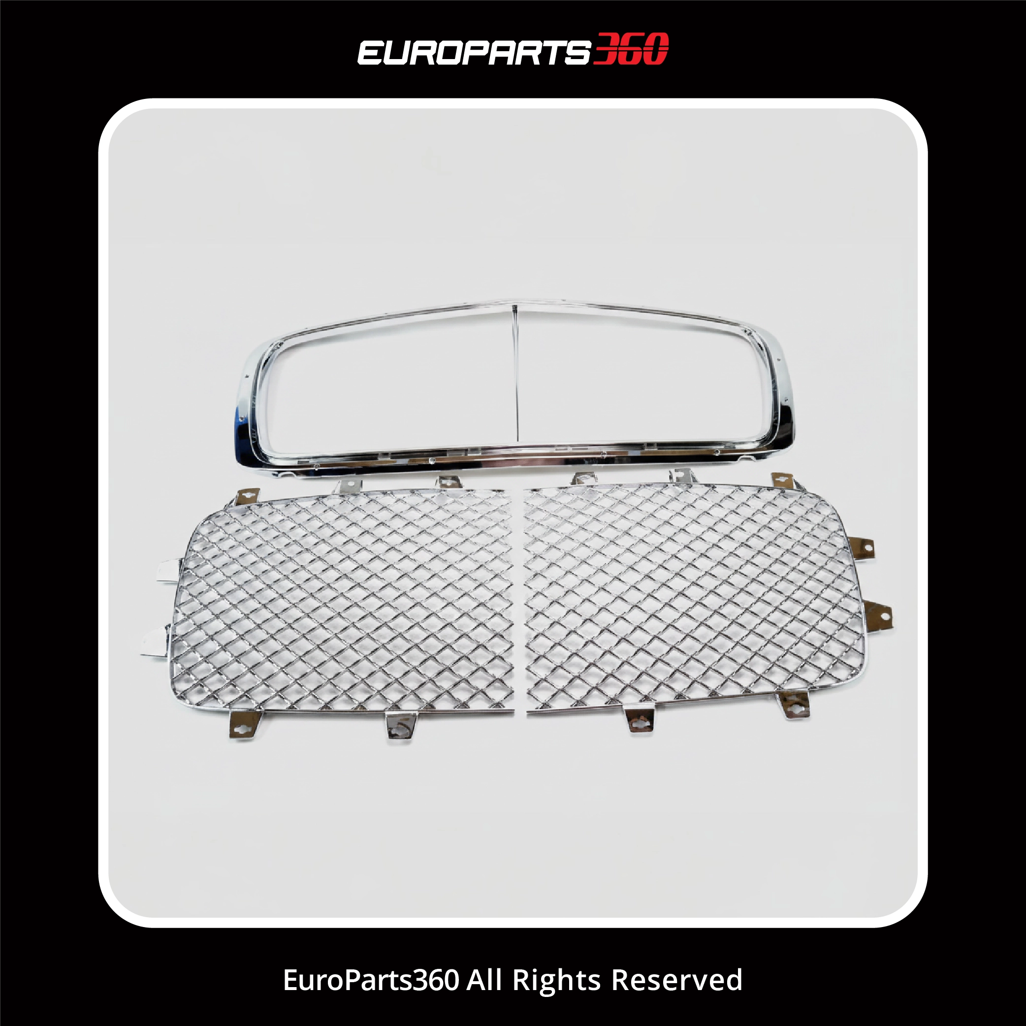 Bentley Continental GT / GTC (2012-2015) Front Radiator Grille Kit (Chrome) |3W3853667A, 3W3853683, 3W3853684 (aftermarket)