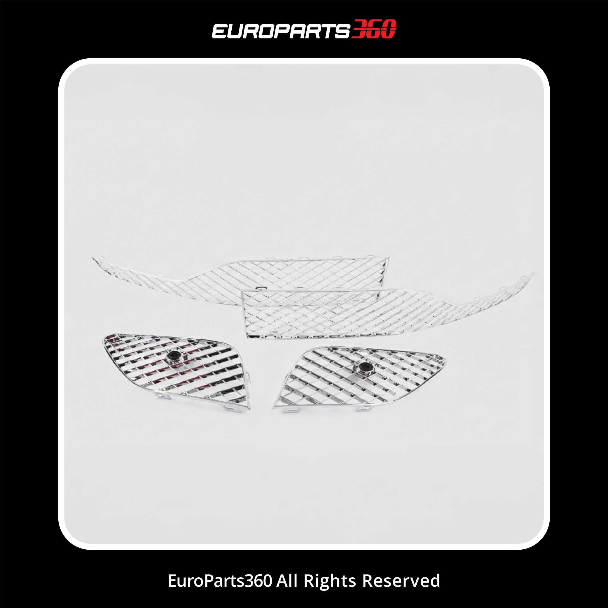 Bentley Continental GT GTC Complete Front Bumper Chrome Grills 4-Piece Set 2016-2018 (aftermarket)