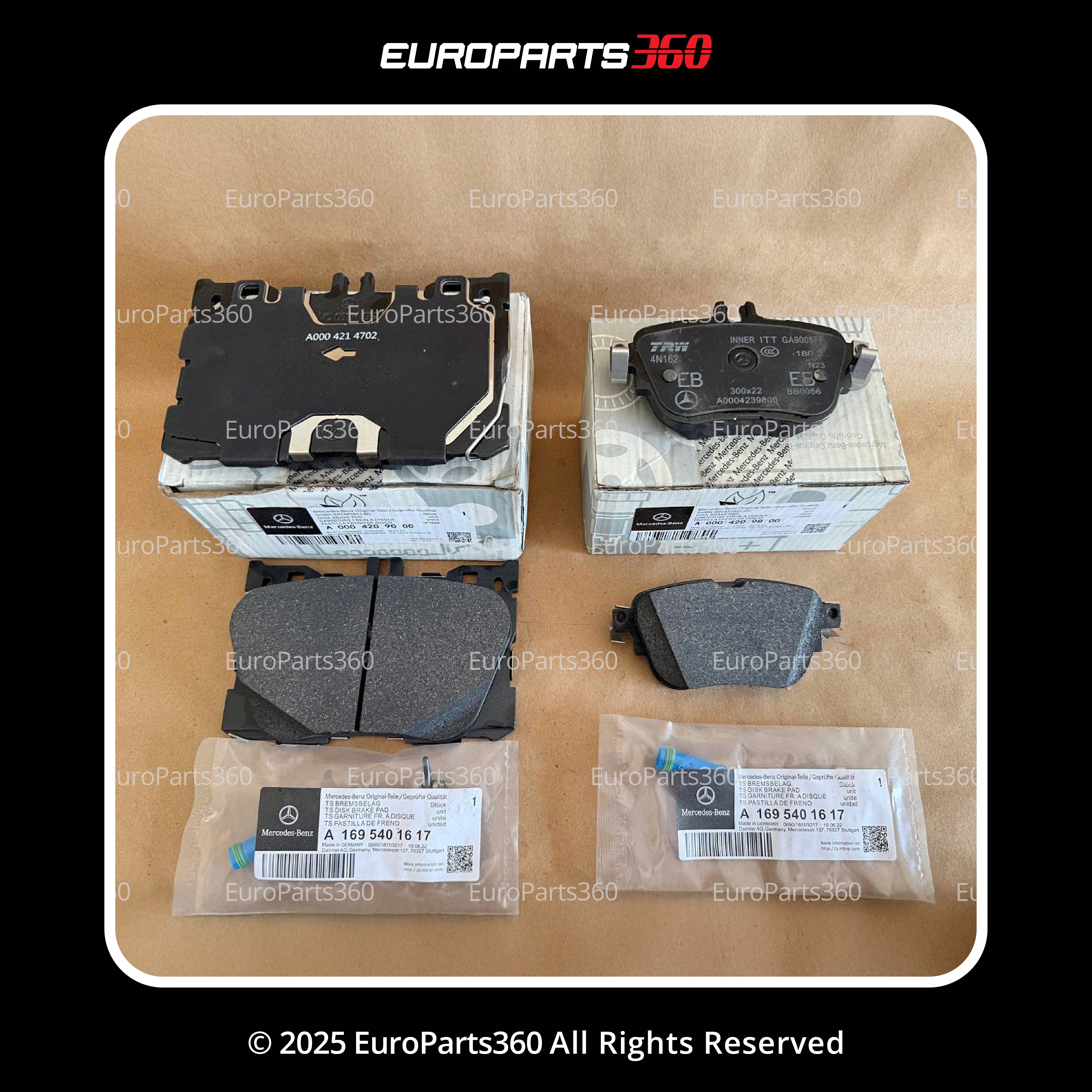 Mercedes-Benz C, E, CLS, GLC Front & Rear Brake Pad Set A0004209000, A0004209800 (16-26)