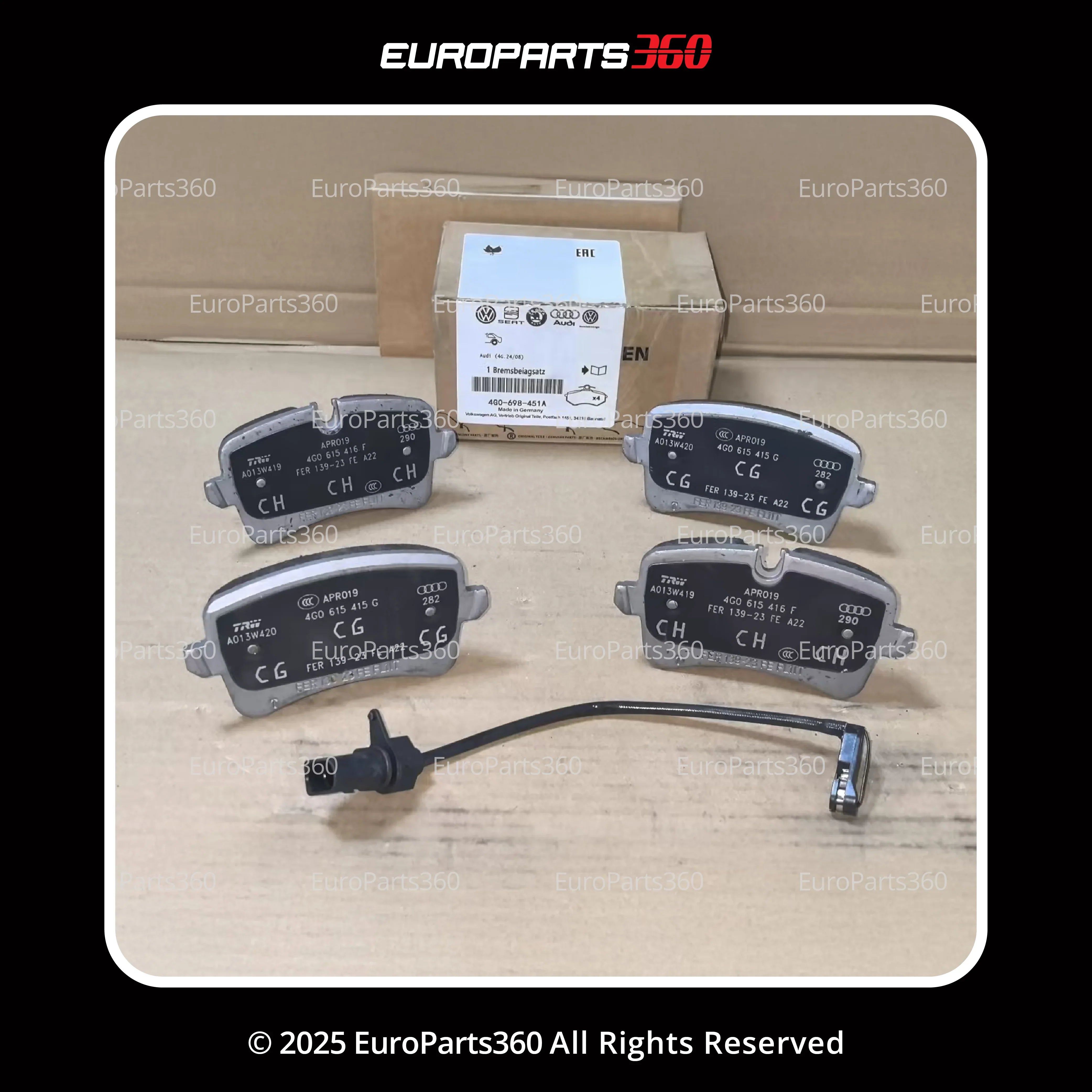 Audi A6, A7, RS6, RS7 Rear Brake Pads with Sensors 4G0698451L / 4G0698451A - Europarts360