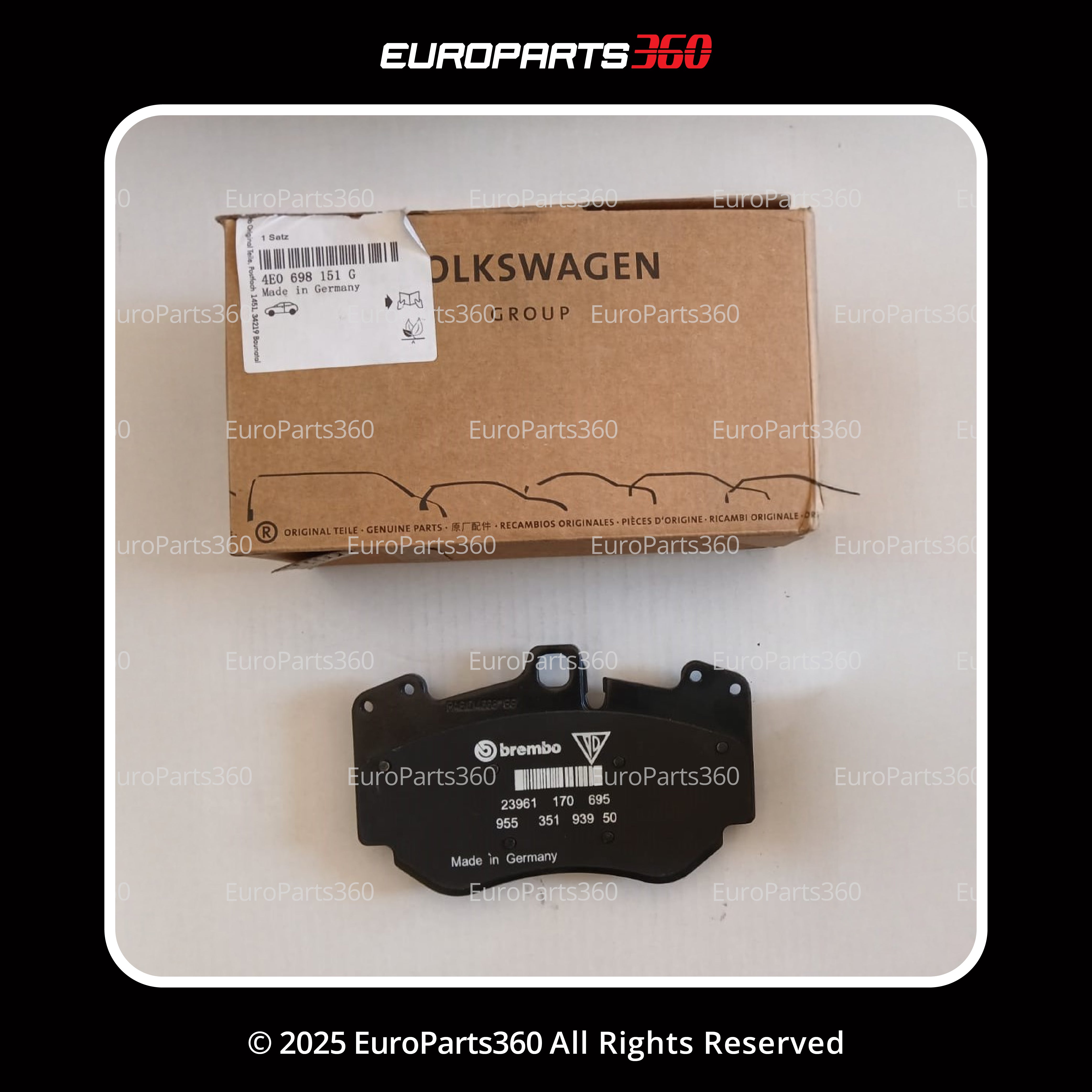 Audi R8 A8 Q8 Front Brake Pads Set With Sensors 4E0698151G 2007-2025