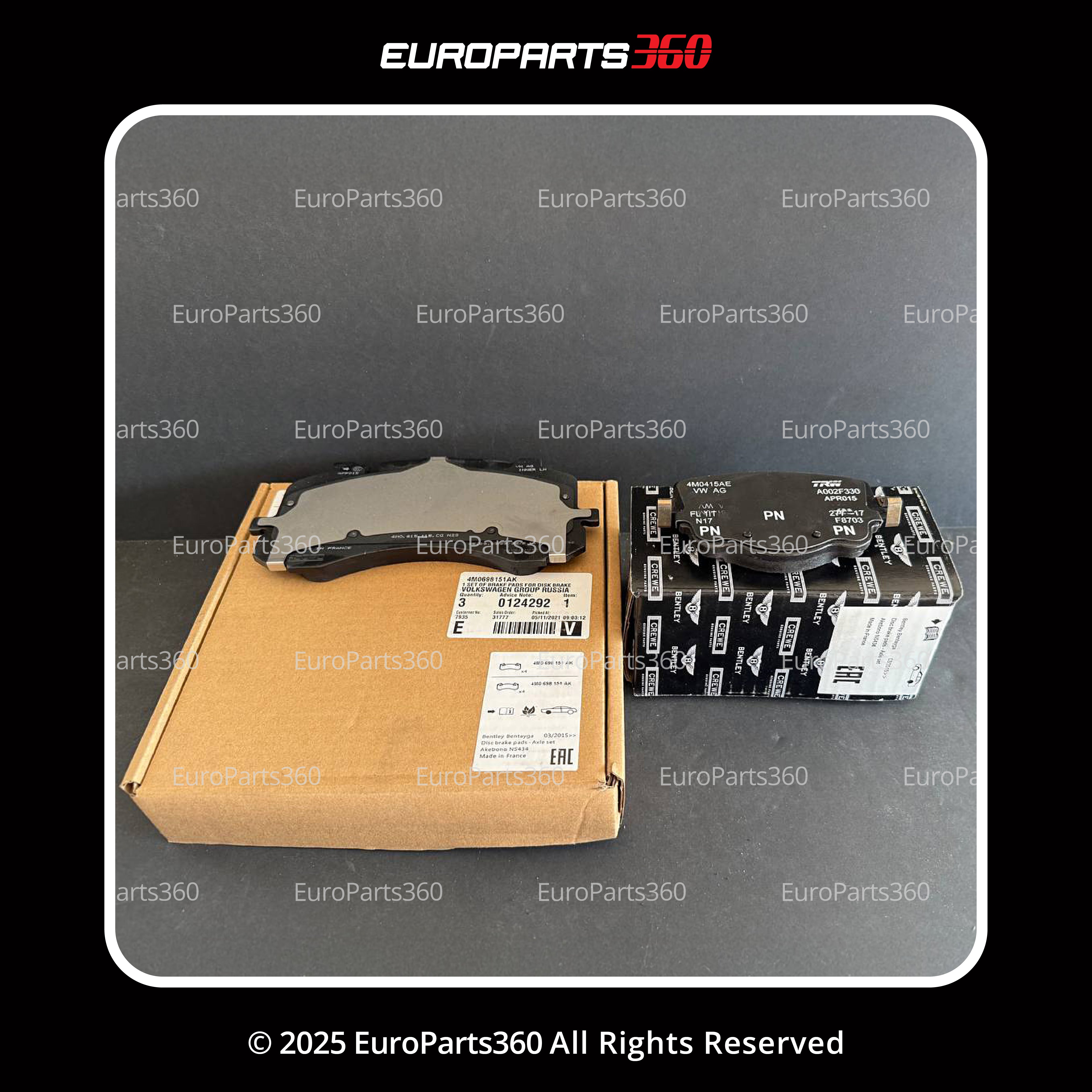 Bentley Bentayga Front & Rear Brake Pads Set with Sensors | OEM 4M0698151AE, 4M0698451C - Europarts360