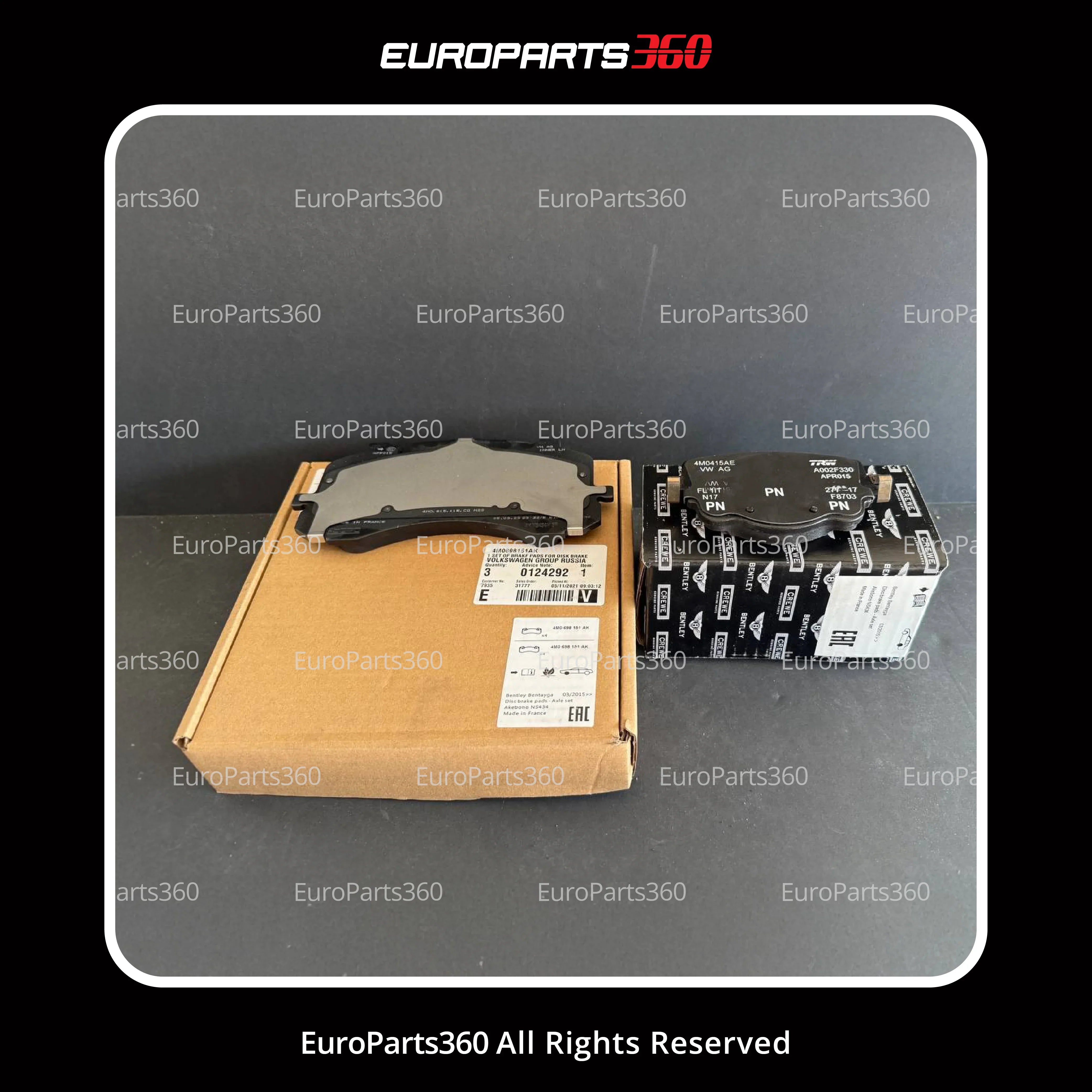 Bentley Bentayga Front and Rear Brake Pads Set With Sensors 4M0698151AK, 4M0698151AE, 4M0698451C - Europarts360