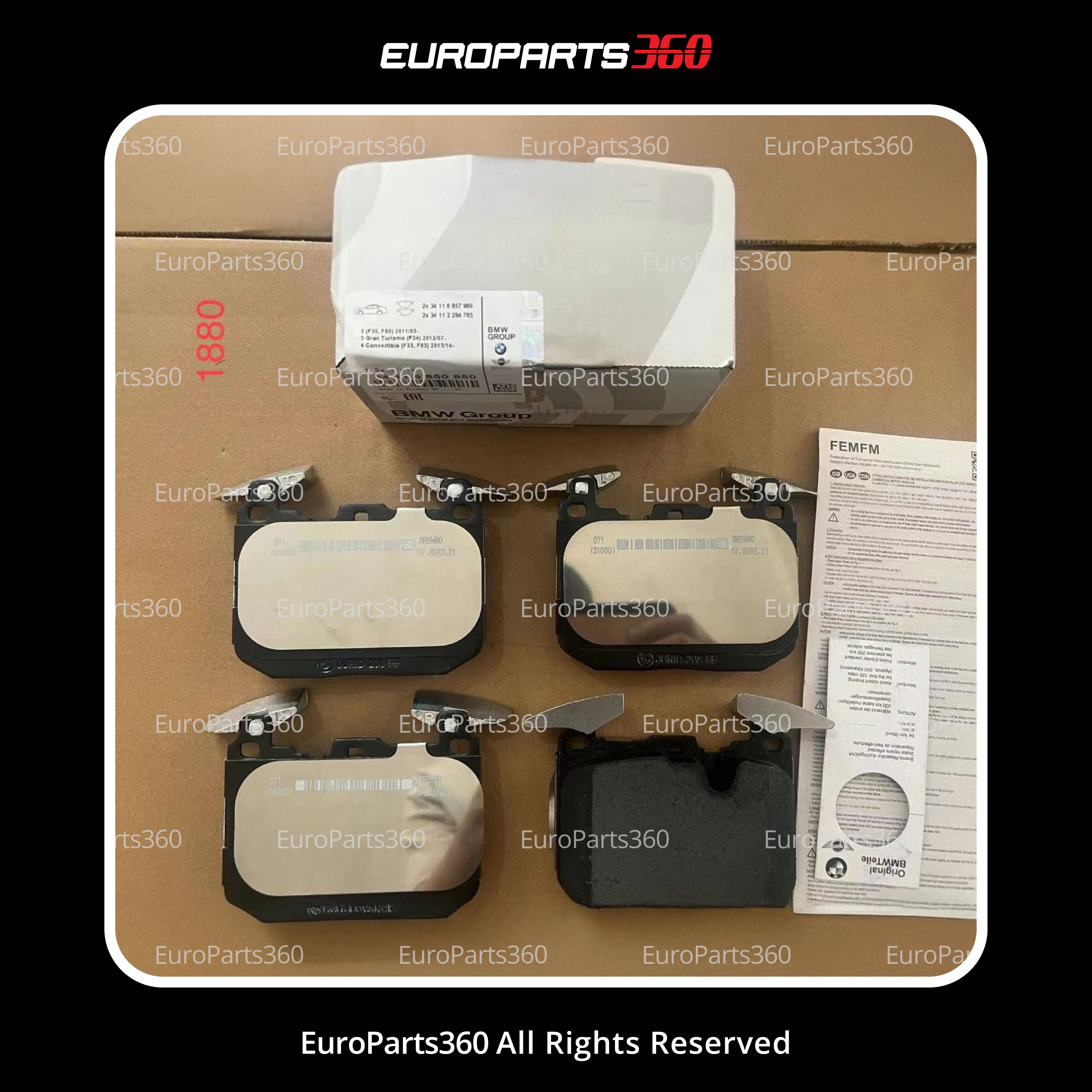 Bmw 228i 228i Xdrive 328i 328i Gt Xdrive Front Brake Pads Set With Sensors 34116850850 - Europarts360