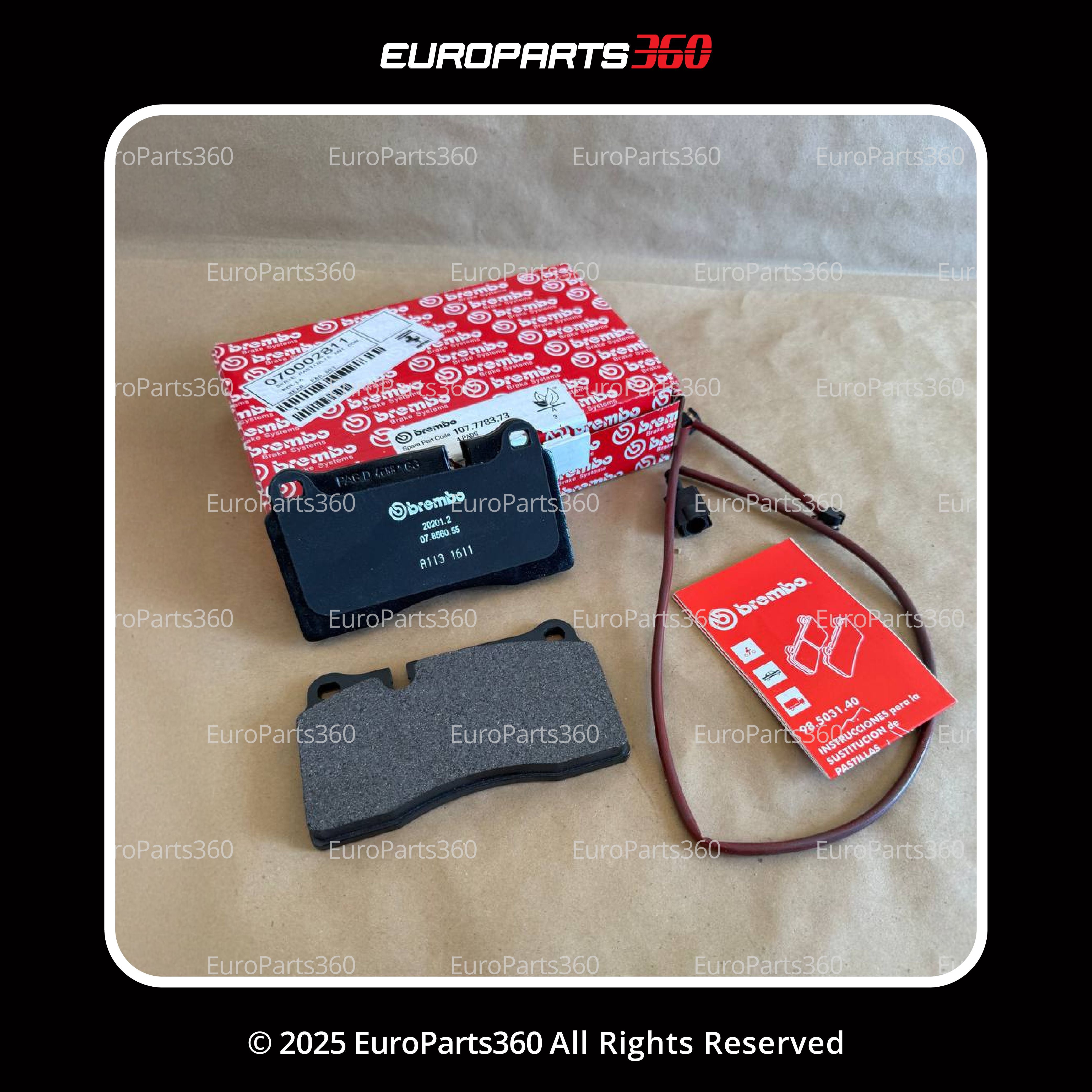 FERRARI 458 ITALIA SPIDER FRONT AND REAR BRAKE PADS KIT WITH SENSORS 070002811 - Europarts360