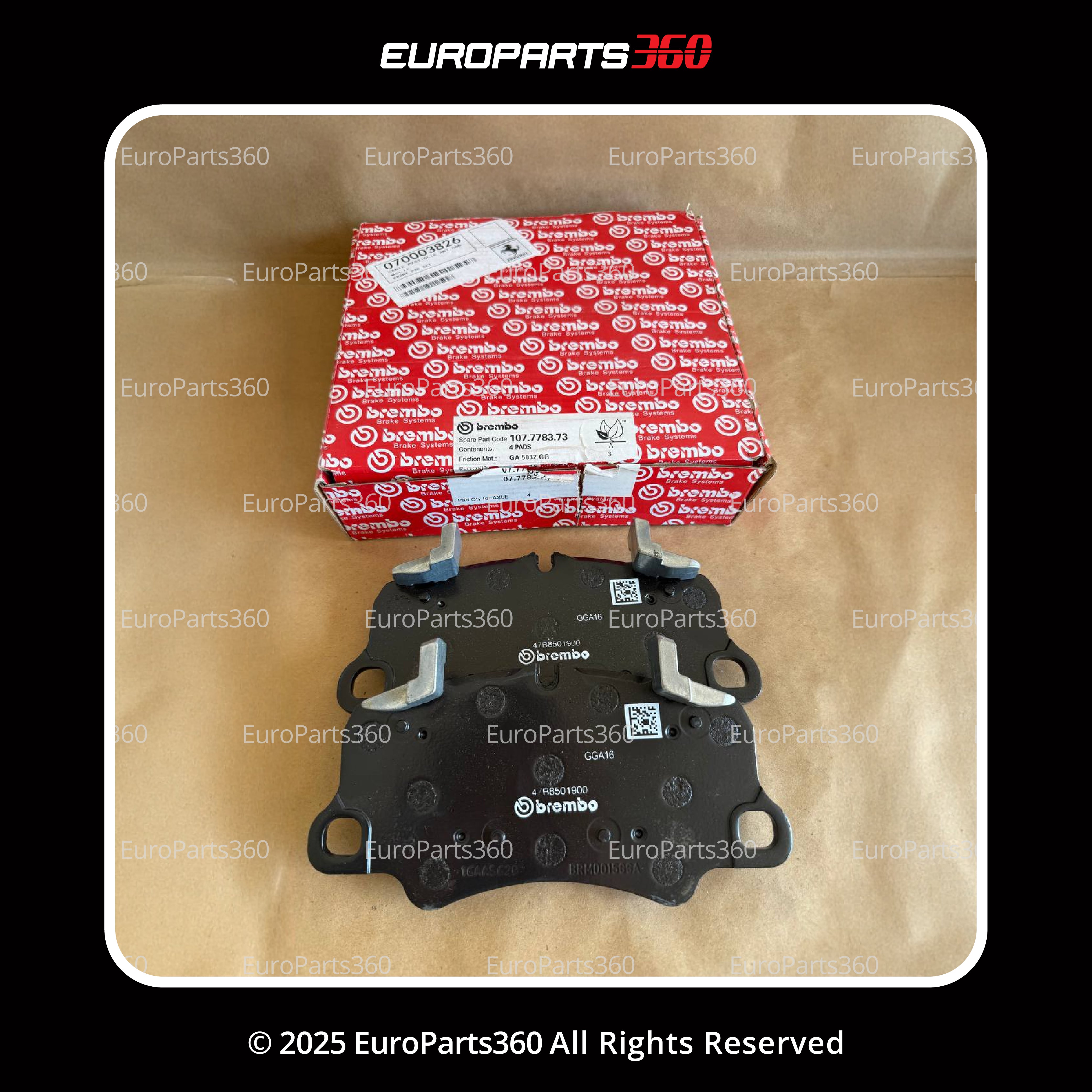 FERRARI F8 488 GTB PISTA SPIDER FRONT BRAKE PADS SET WITH SENSORS 70003826 - Europarts360