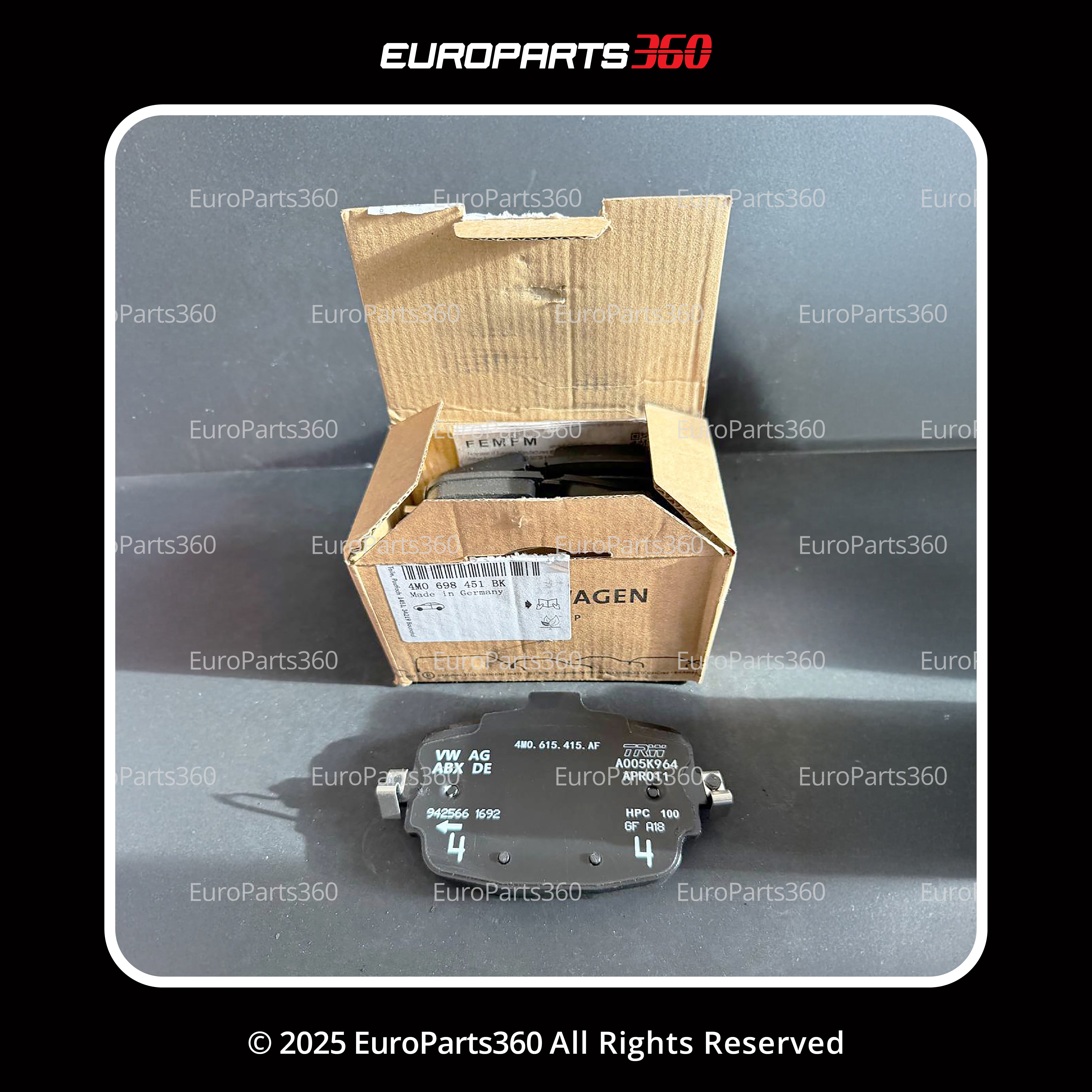 LAMBORGHINI URUS REAR BRAKE PADS SET WITH SENSORS 4M0698451BK - Europarts360