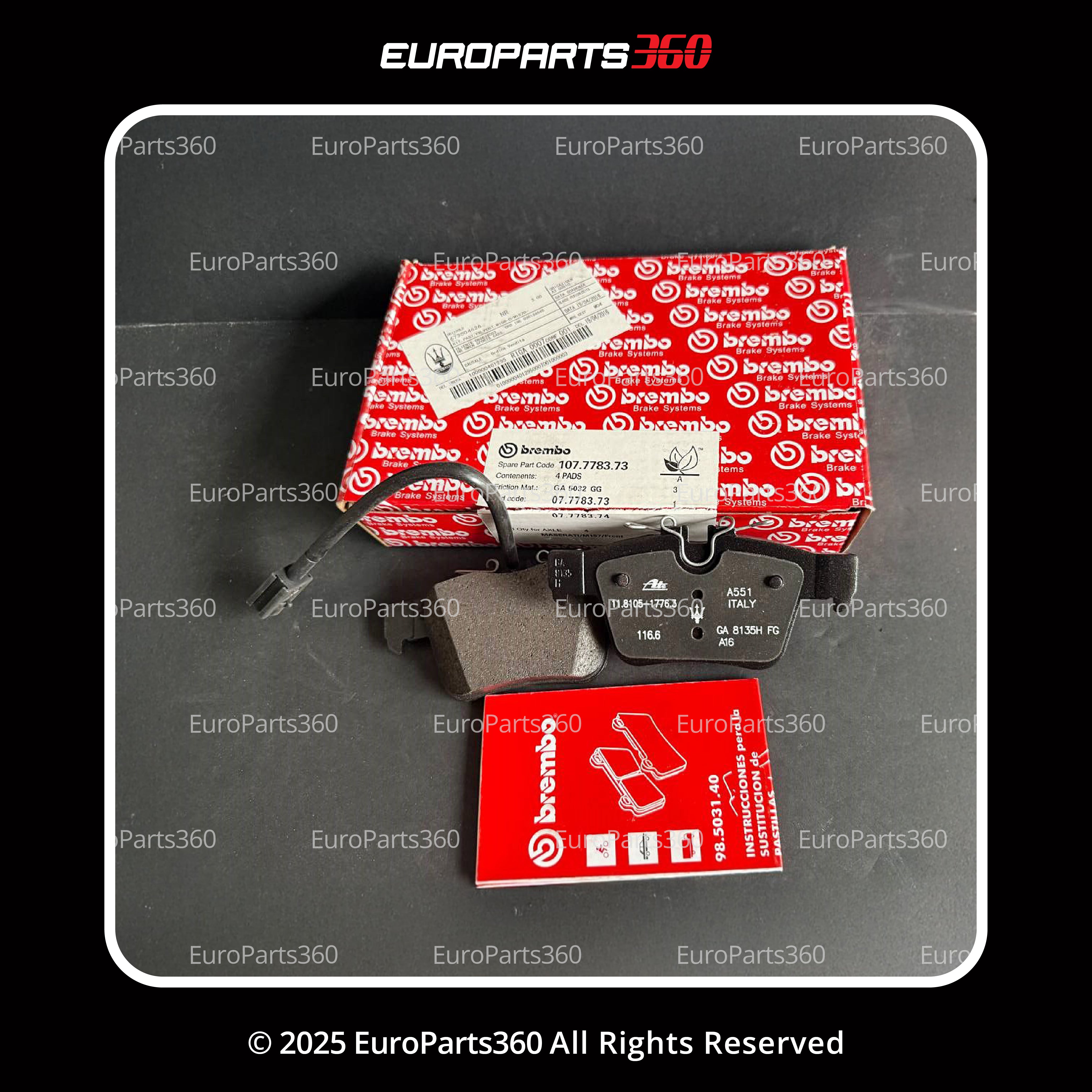 MASERATI GHIBLI LEVANTE QUATTROPORTE REAR BRAKE PADS WITH SENSORS 673004626 - Europarts360