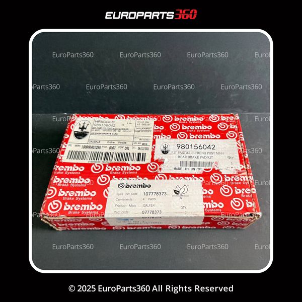 MASERATI GHIBLI QUATTROPORTE REAR BRAKE PADS WITH SENSORS 980156042 - Europarts360