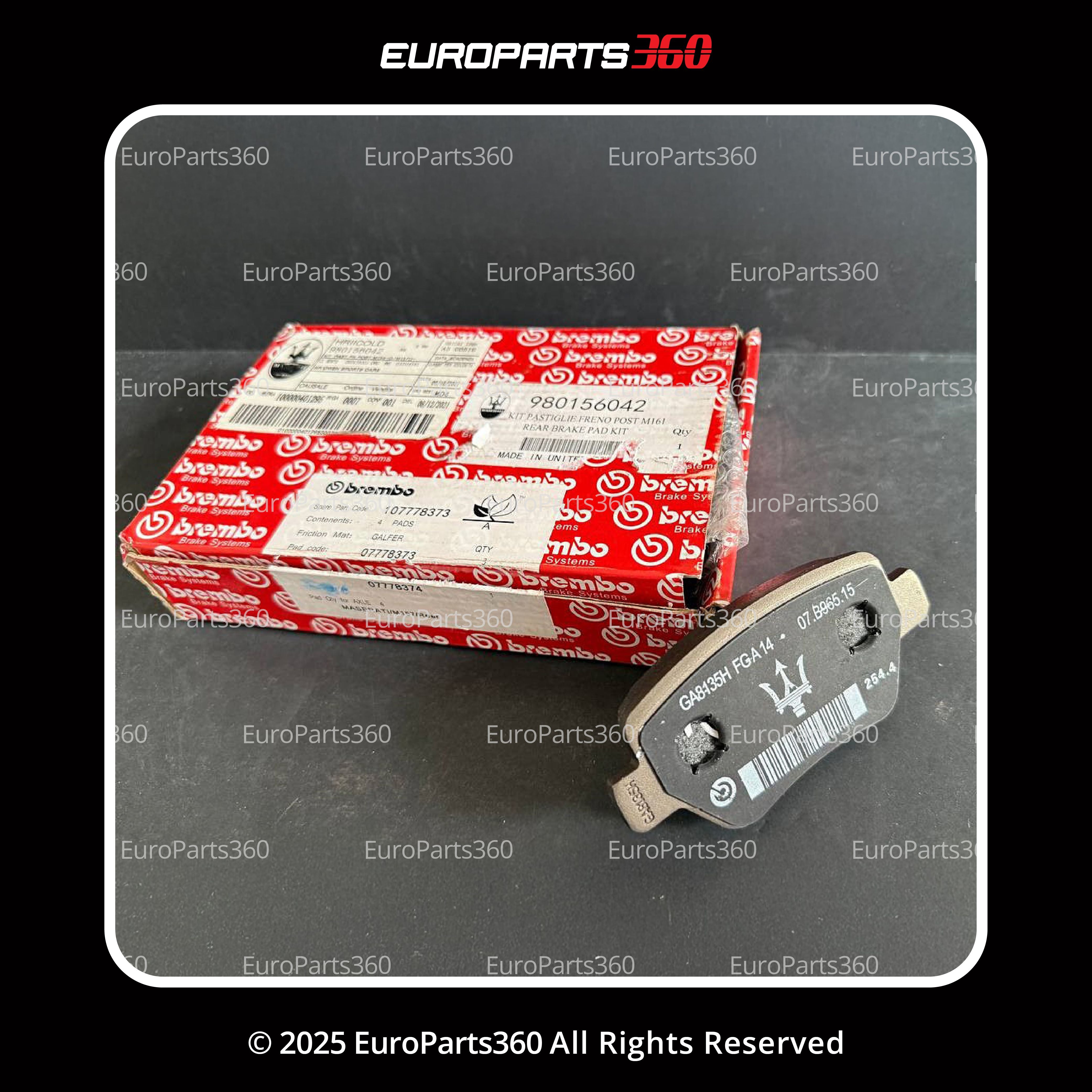 MASERATI GHIBLI QUATTROPORTE REAR BRAKE PADS WITH SENSORS 980156042 - Europarts360