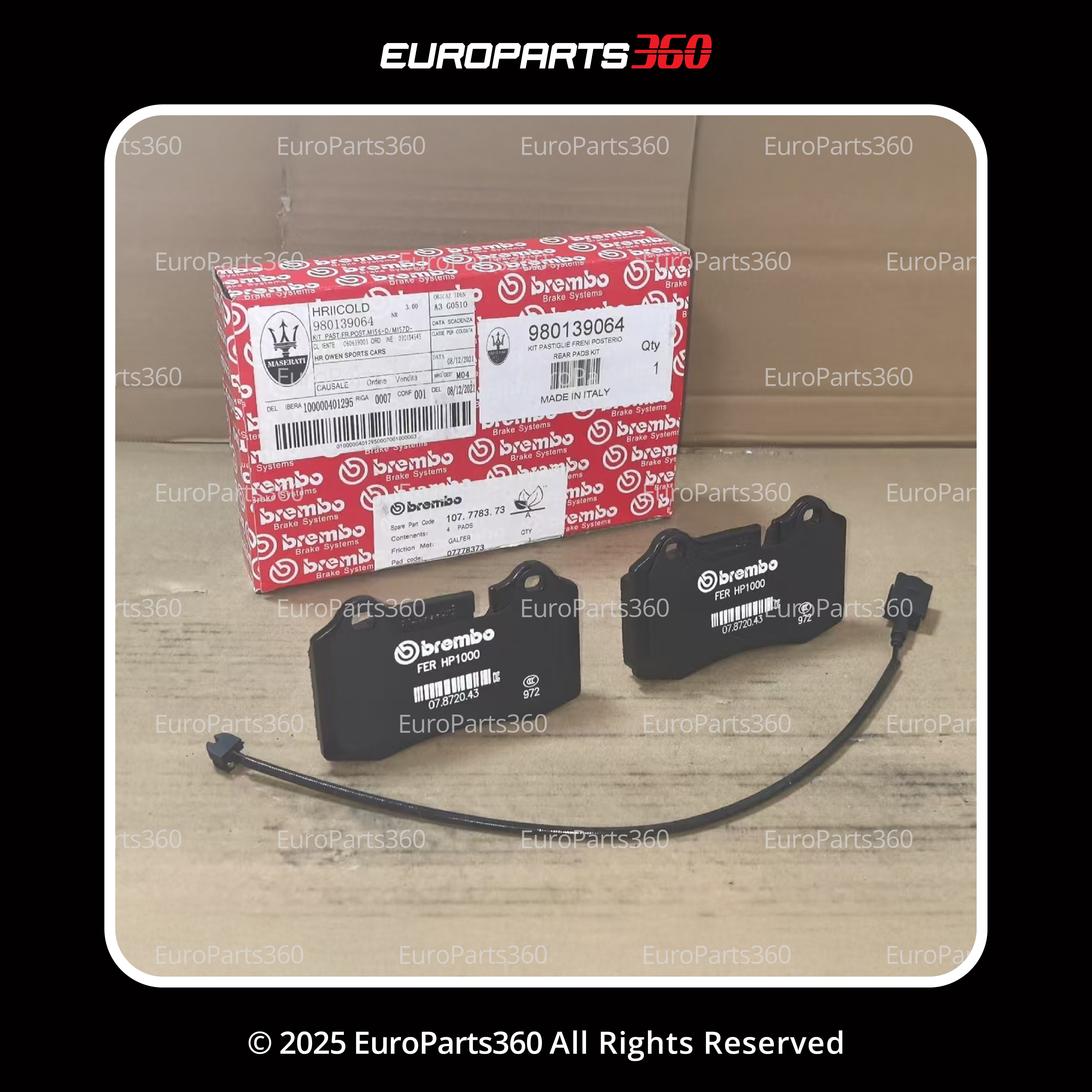 MASERATI GRANTURISMO GT REAR BRAKE PADS 980139064 - Europarts360