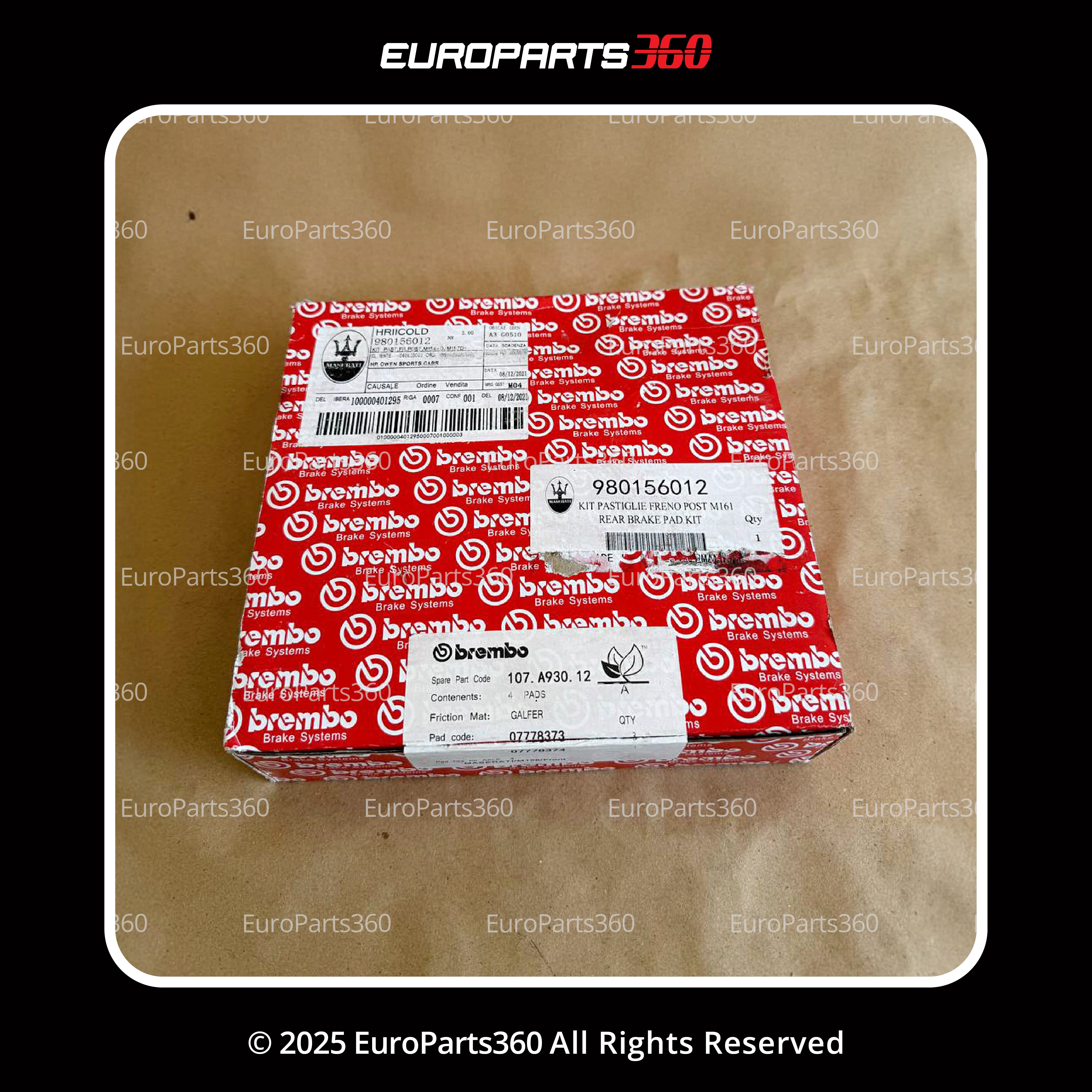 MASERATI QUATTROPORTE GTS FRONT BRAKE PADS WITH SENSORS 980156012 - Europarts360