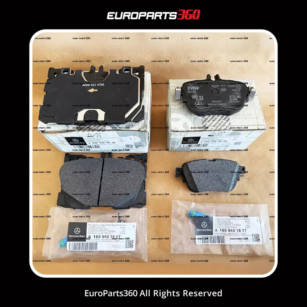Mercedes Benz C E CLS GLC Front and Rear Brake Pads With Sensors A0004209000 / A1695401617 - Europarts360