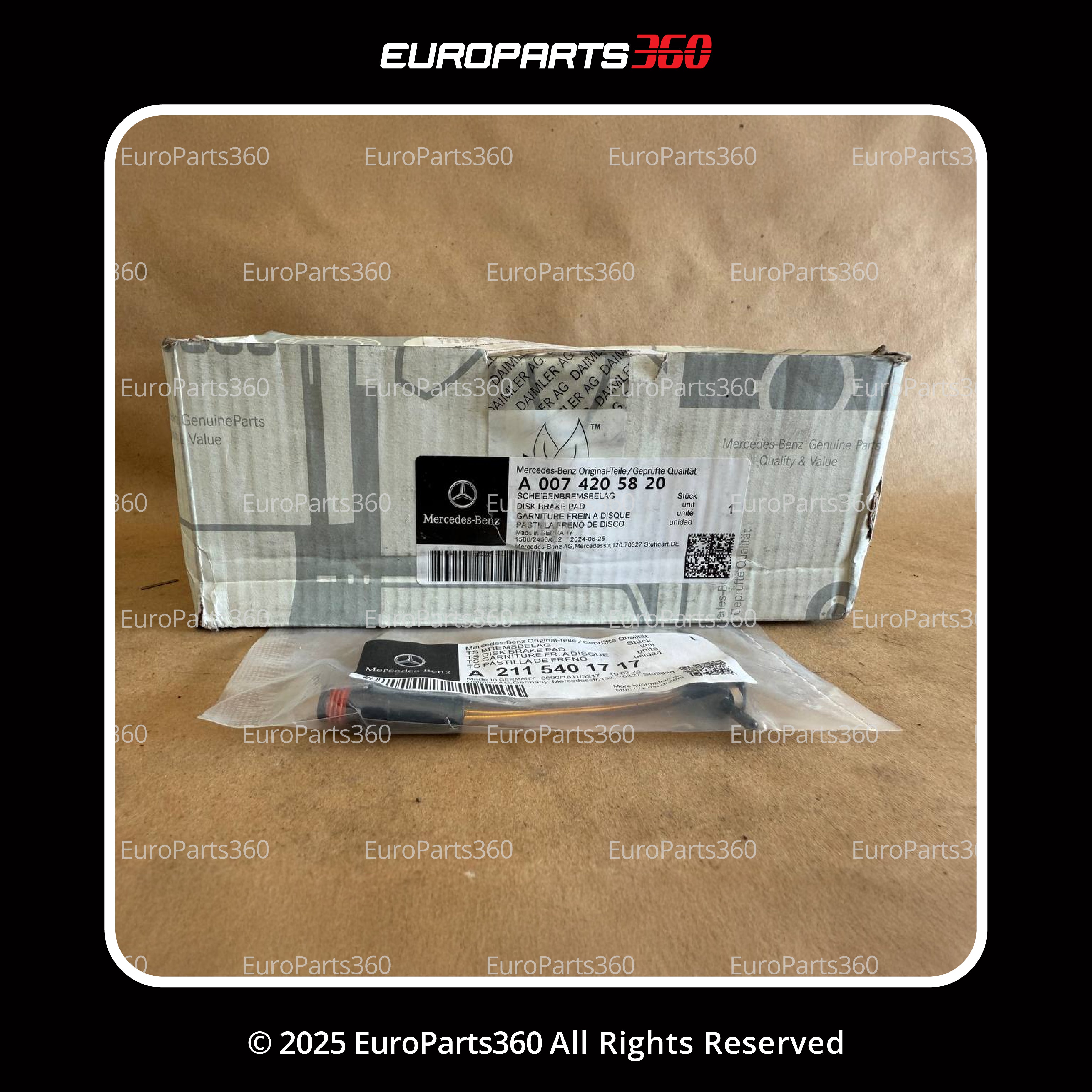 Mercedes Benz C300 C350 E250 Slc300 Slk250 Slk300 Front Brake Pads With Sensors A0074205820 - Europarts360