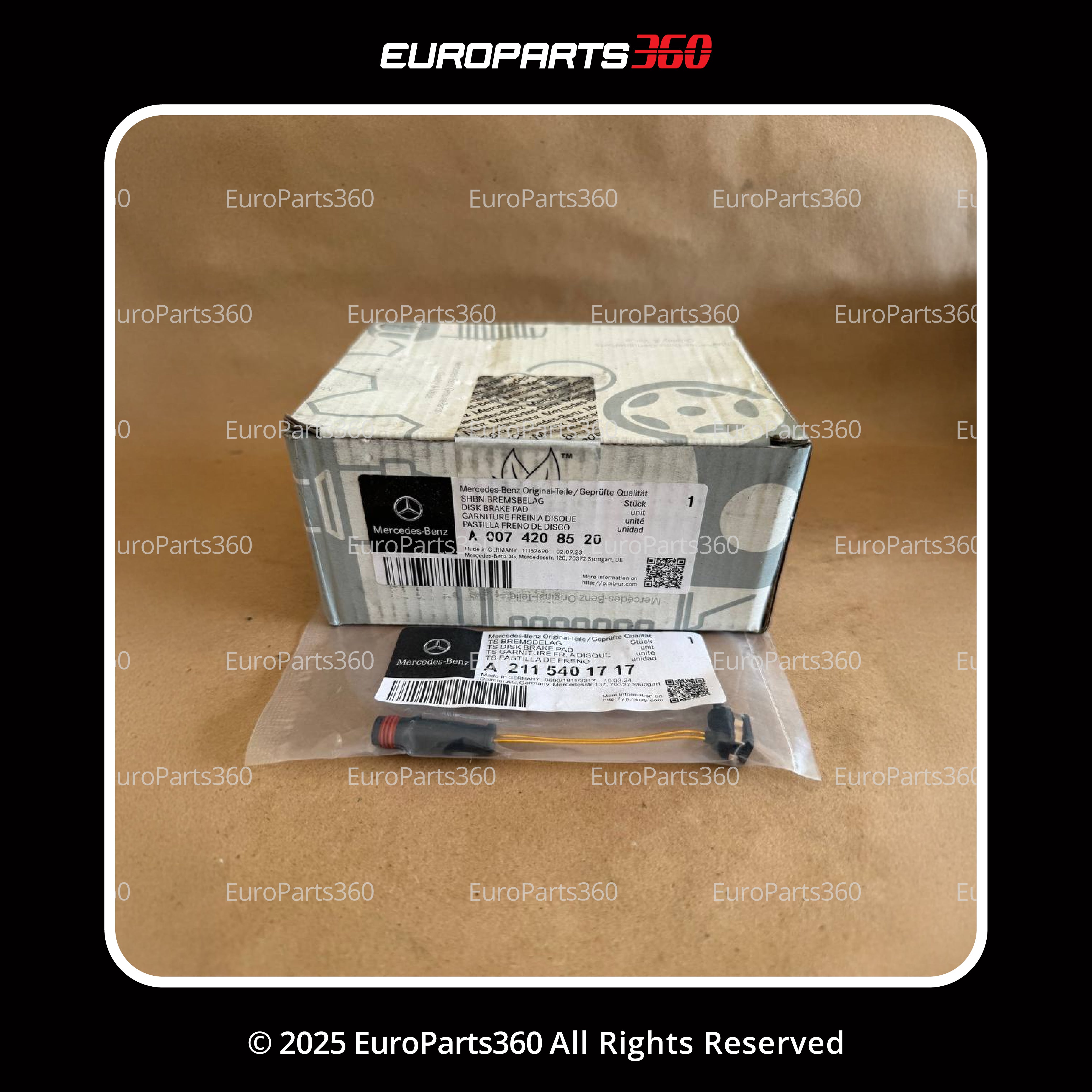 MERCEDES BENZ C300 C350 E250 SLC300 SLK250 SLK300 REAR BRAKE PADS WITH SENSOR A2115401717S - Europarts360