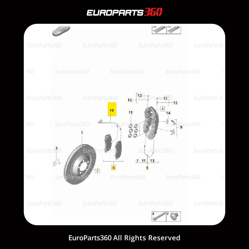 Porsche 718 Boxster Cayman 911 Gt3 Gt3 Rs Front Brake Pads With Sensors 9GT698151T, 9GT907637 - Europarts360