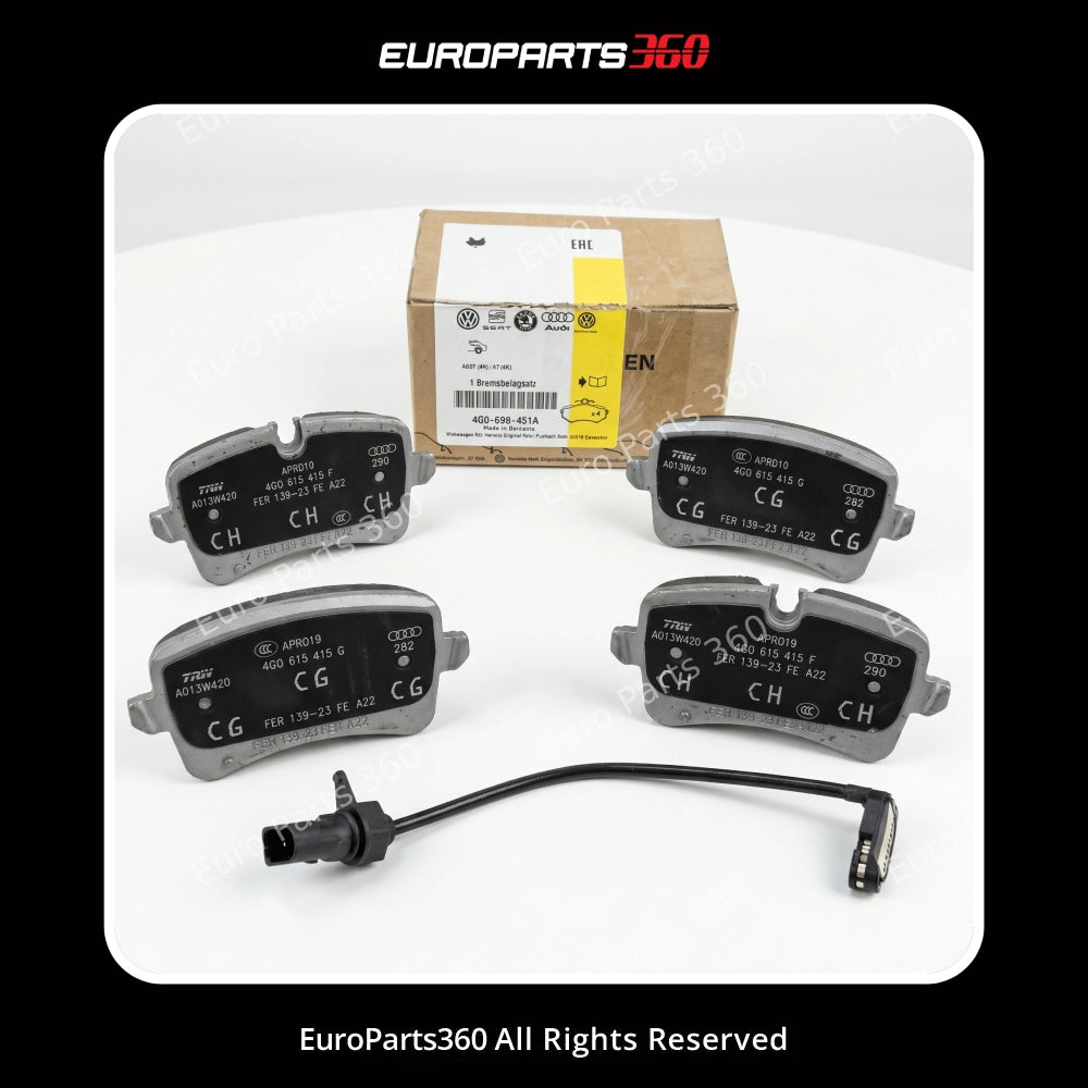 Audi A6 A7 RS6 RS7 Rear Brake Pad Set w/ Sensors 4G0698451L 2009-2018