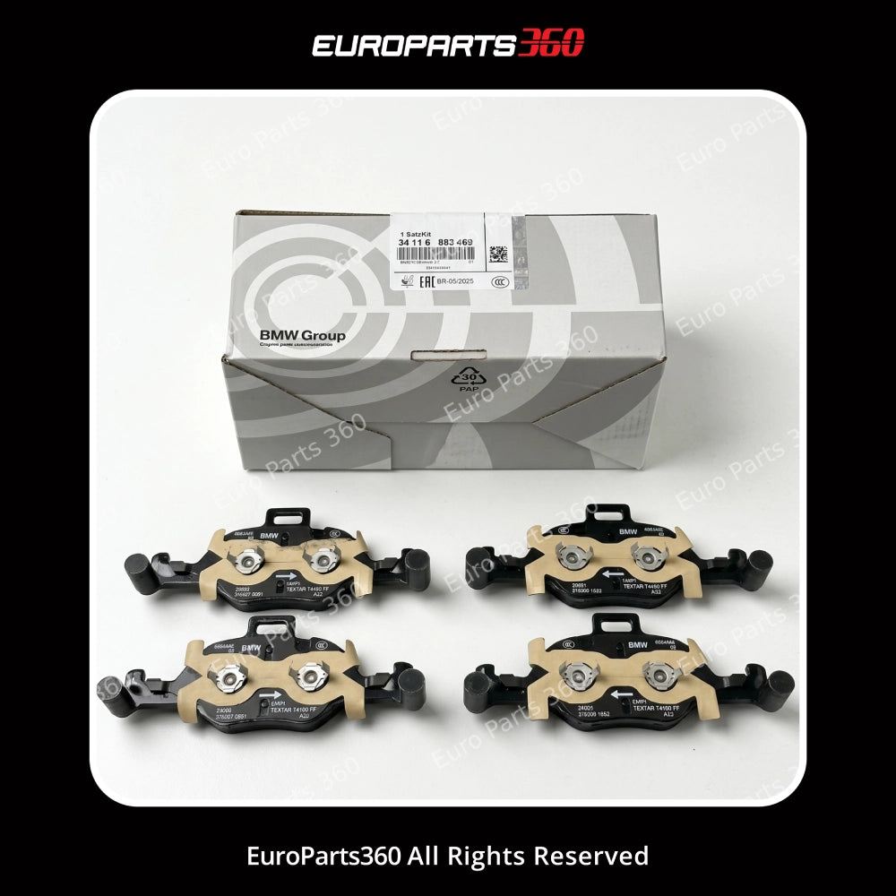 BMW Front Brake Pad Set w/Sensor 2-7 Series, X3-X6 (34116883469) 15-25 Europarts360