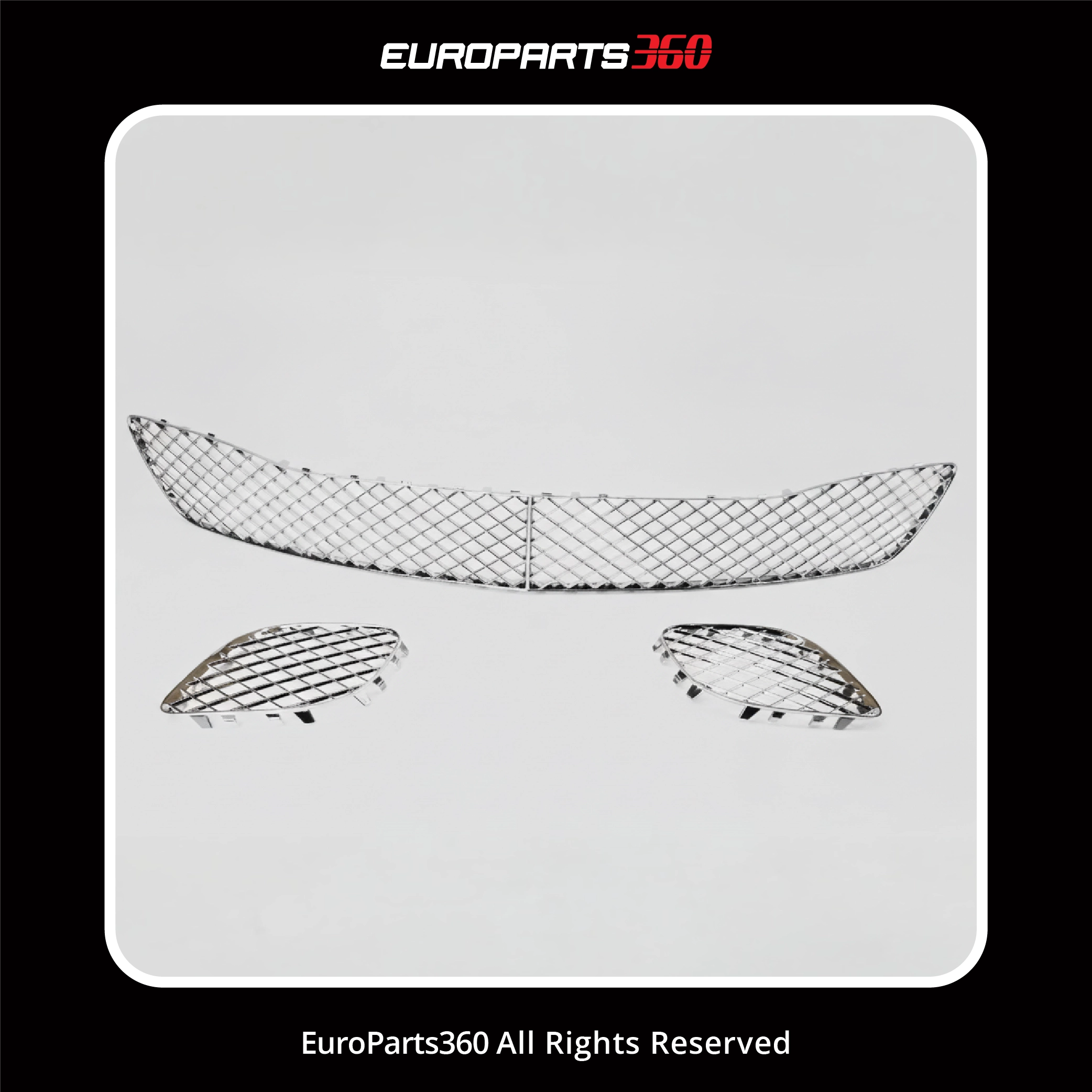 Bentley Continental Flying Spur Chrome Front Bumper Grille 3-Piece Set 3W5807667D, 3W5807682F, 3W5807683F (aftermarket)