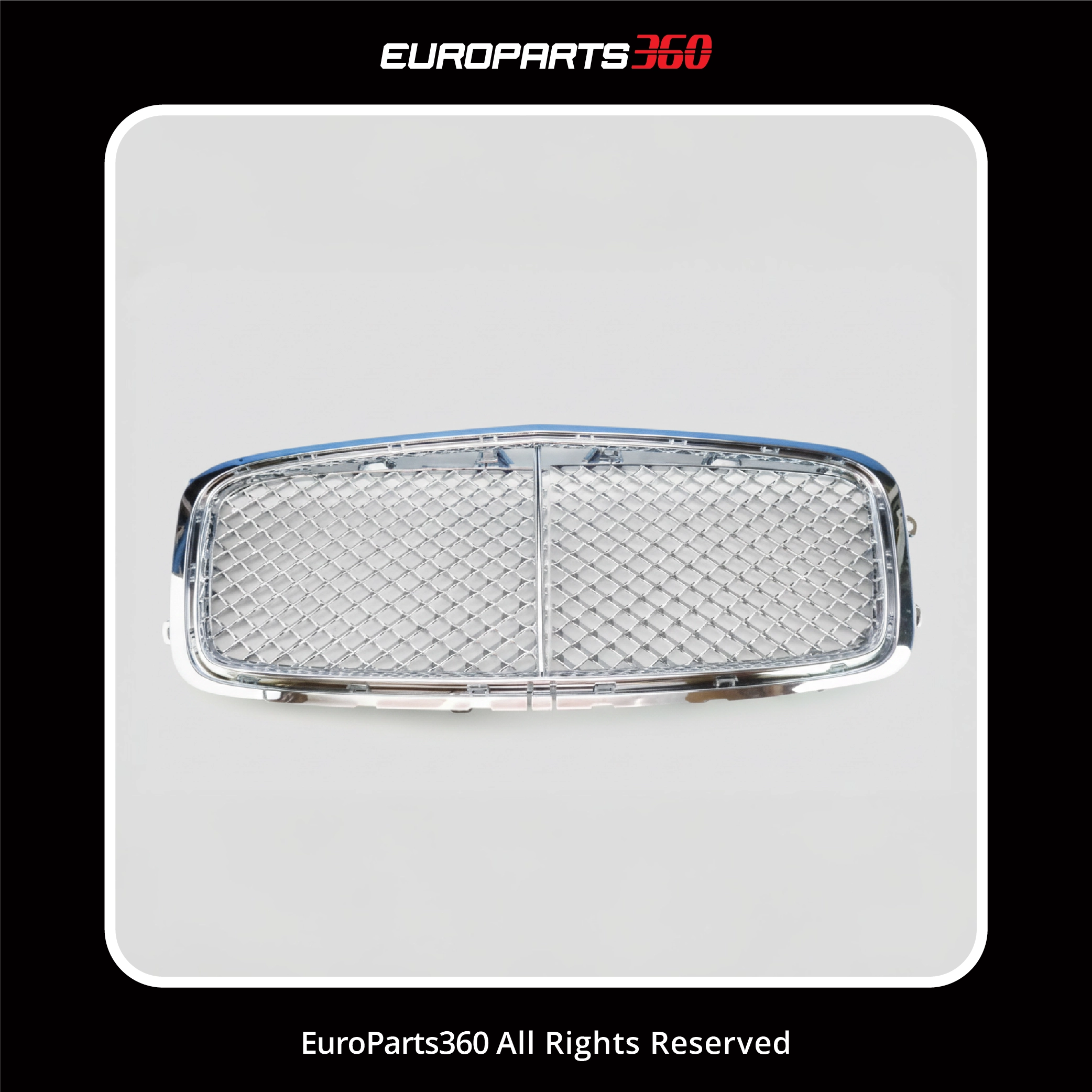 Bentley Continental GT GTC Flying Spur Main Radiator Grille with Chrome Trim 3-Piece Set Aftermarket 2009-2011