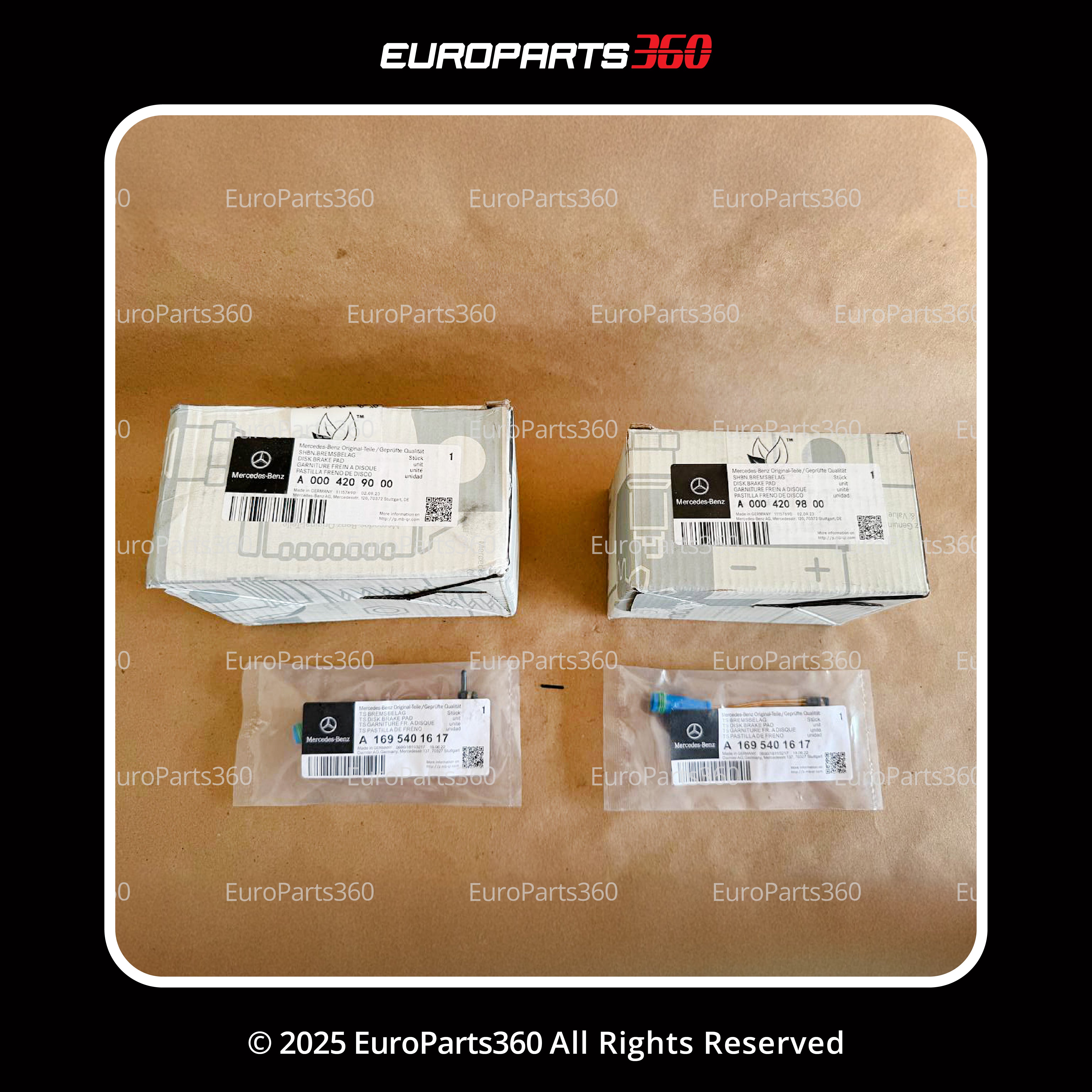 Mercedes-Benz C, E, CLS, GLC Front & Rear Brake Pad Set A0004209000, A0004209800 (16-26)