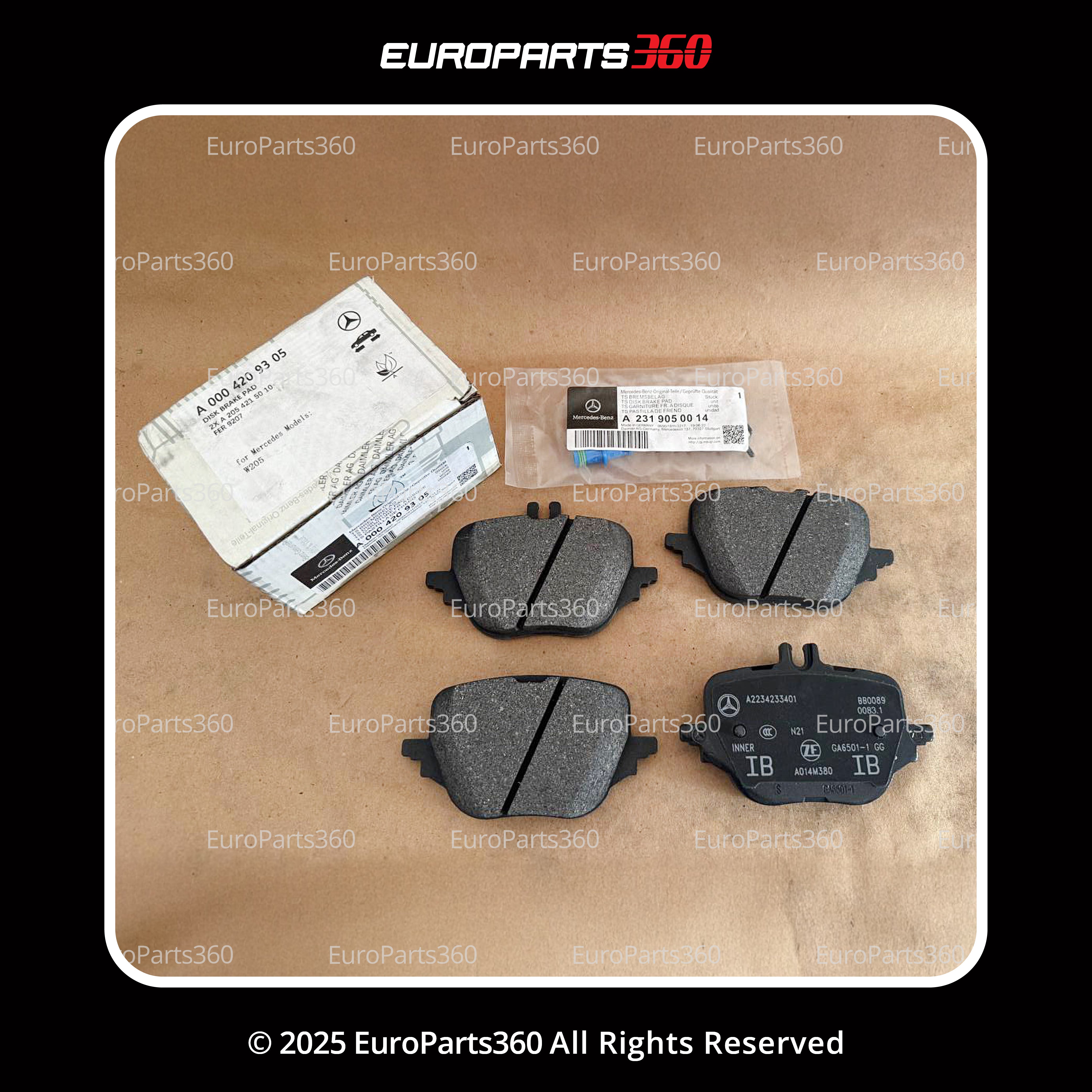 Mercedes-Benz E, S, GLC Rear Brake Pad Set & Sensor A0004209305   Europarts360