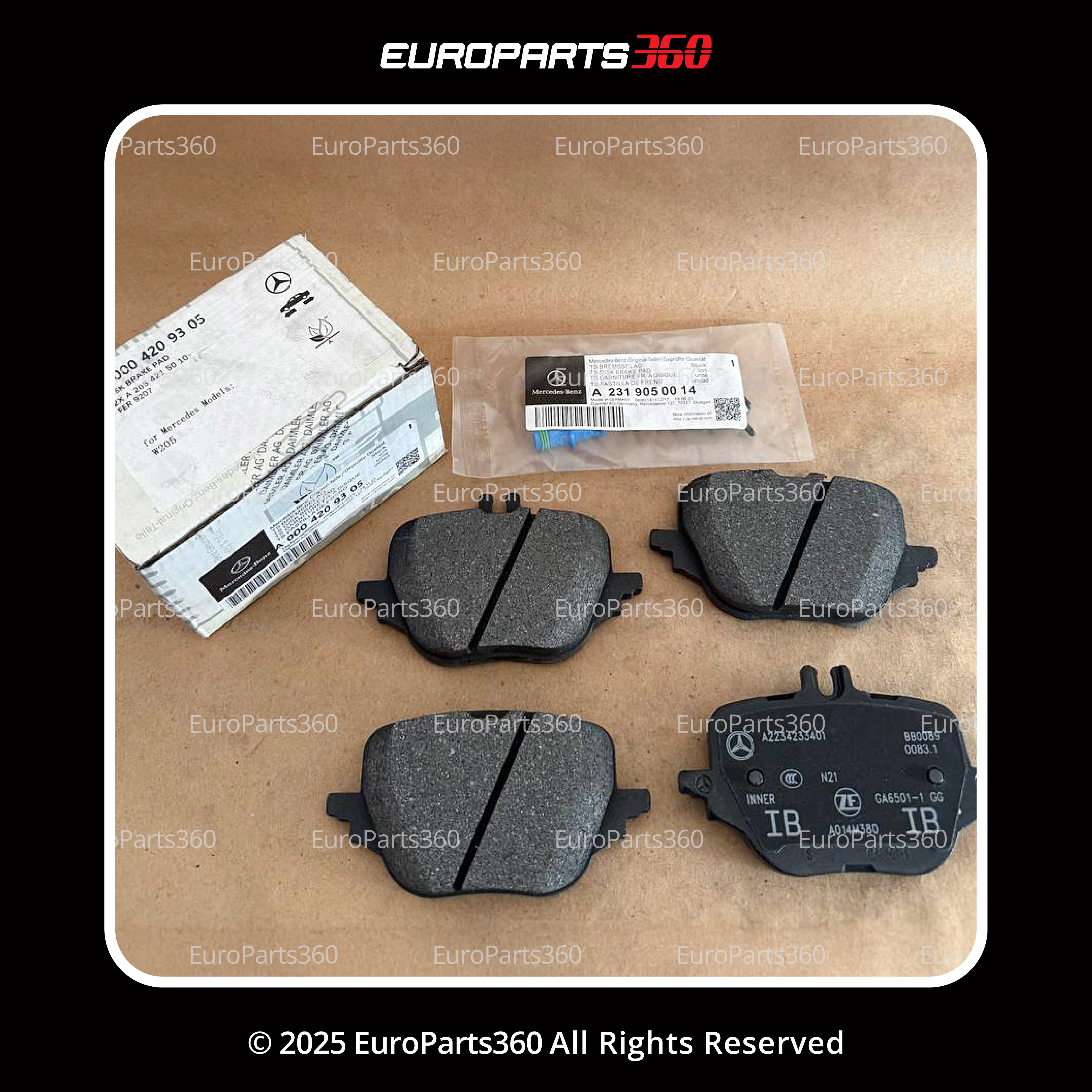 Mercedes-Benz E, S, GLC Rear Brake Pad Set & Sensor A0004209305   Europarts360