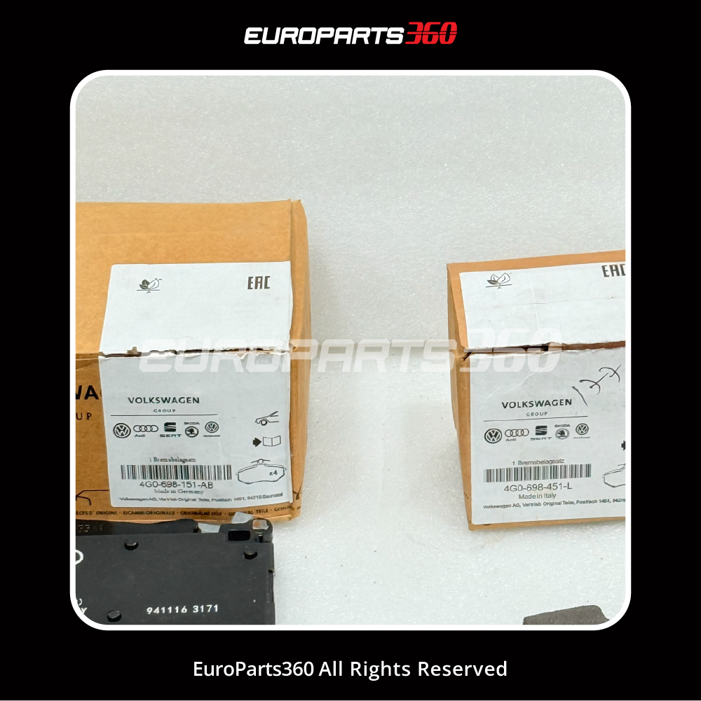 Audi Genuine Front + Rear Brake Pad Set - 4G0698151AB + 4G0698451L