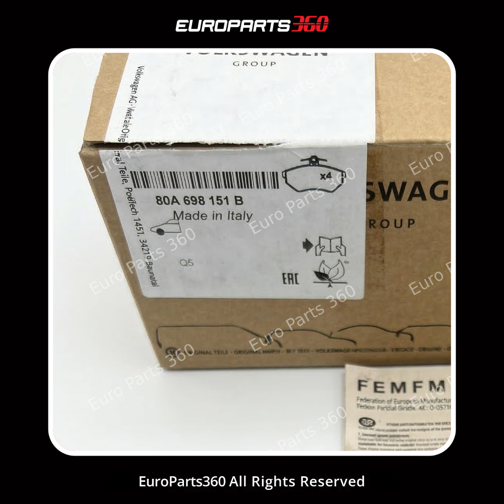 Audi Q5 (FY) Front & Rear Brake Pad Kit w/ Sensors 80A698151B (2016-2026) Europarts360